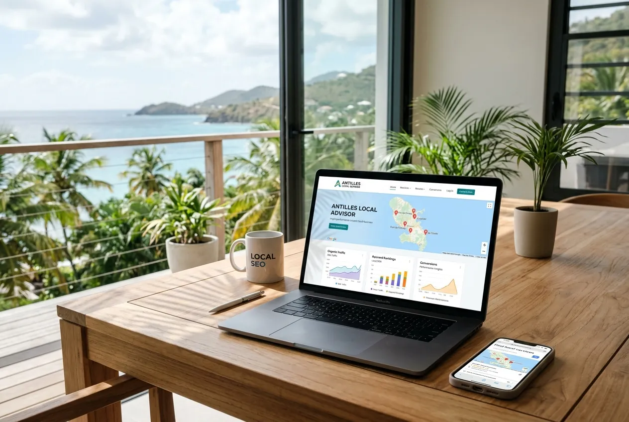Présence digitale et visibilité locale sur smartphone et ordinateur aux Antilles